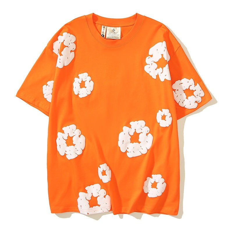 Denim Tears T Shirts Cotton All-Over Flower Wreath Graphic Oversized Tee