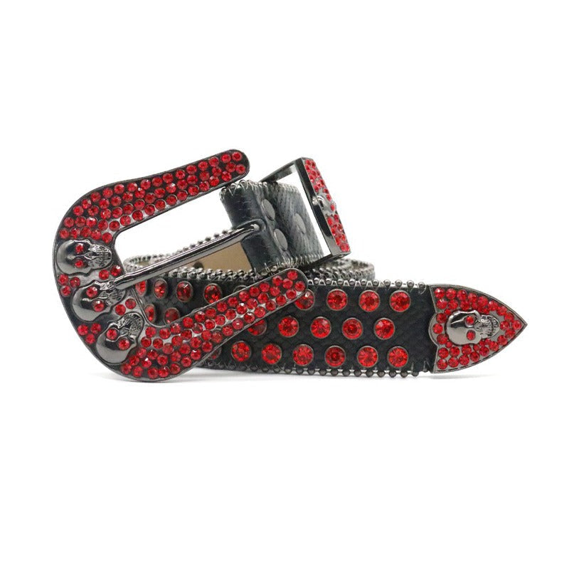 Hip-hop punk rhinestone belt skull punk full of diamonds