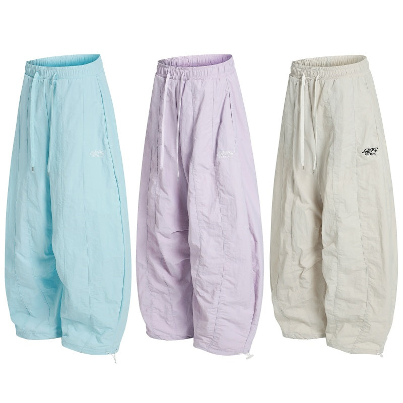 American-style streetwear harem pants Subtle Mini Logo Multi Solid Color Option