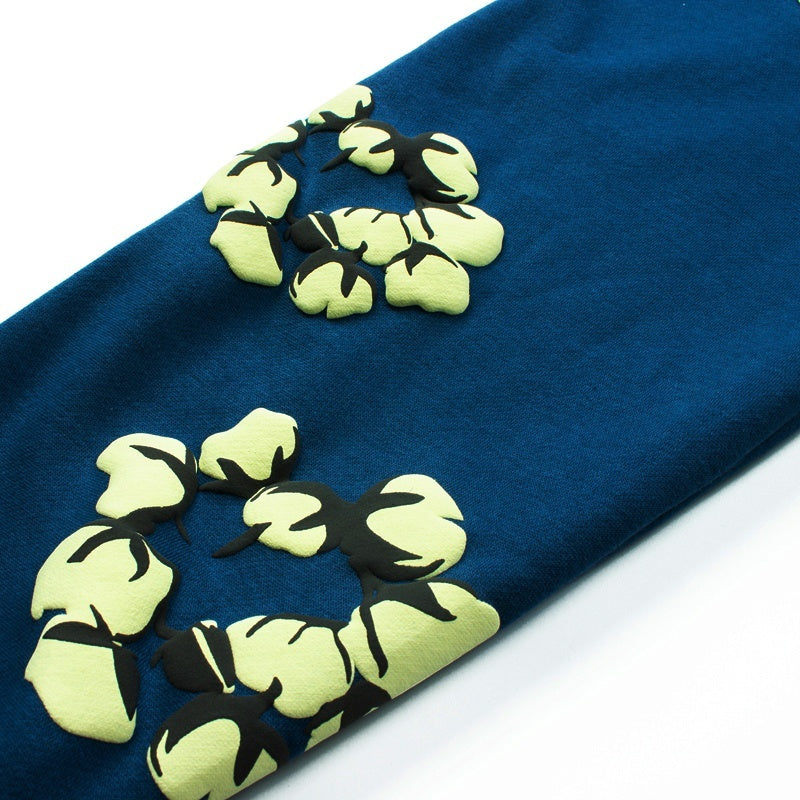 Denim Tears Hoodie Y2K All-Over Cream Floral Puff Printed Oversized Streetwear Hoodie