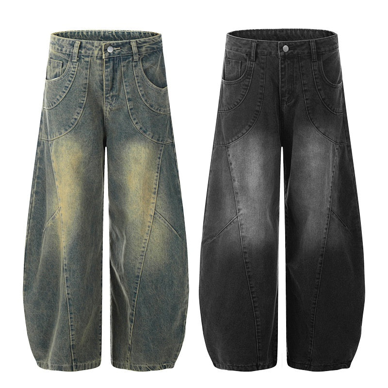 American-style streetwear harem pants Oversized Draped Shape Heavy Washed Weave