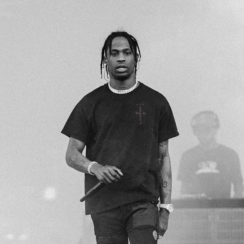 Mens T-shirt Vintage American-style Travis Scott Minimalist All-Cotton
