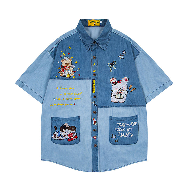 Unisex vintage T-shirt Polo shirt with a stand-up collar