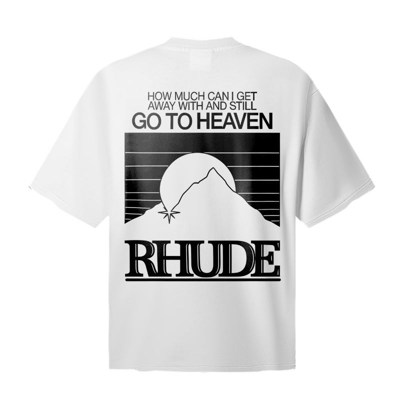 RHUDE T Shirts Mountain Silhouette Dual‑Side Statement Print