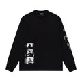 ERD Long sleeved shirt Loose Fit Long Tee Patch Portrait Print Sleeve & Back Distressed Art Design