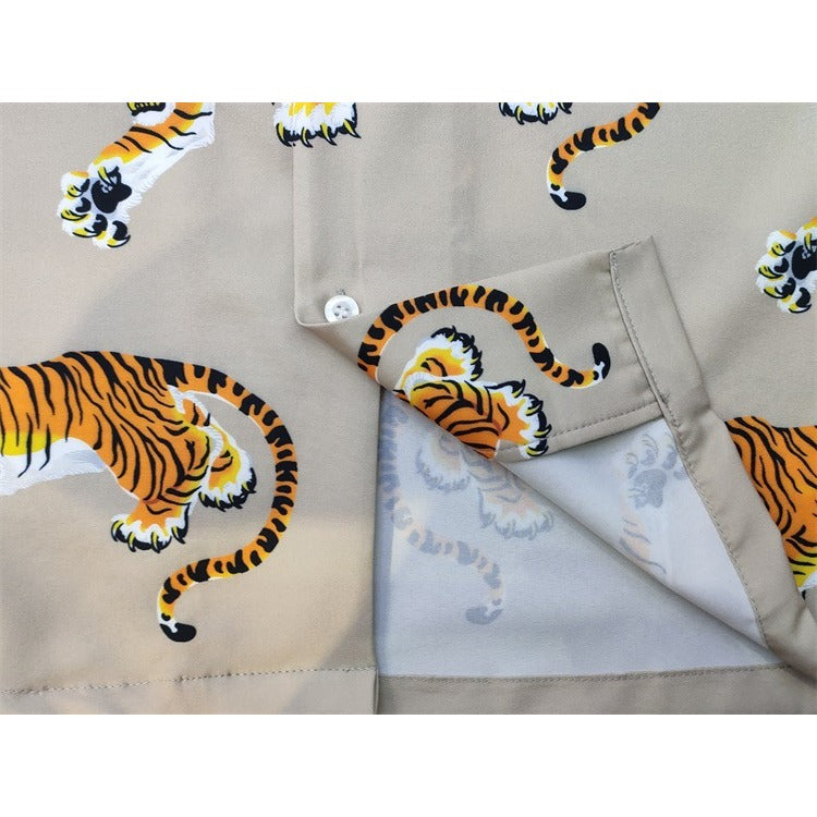 GUILTYPARTIES TIGER Shirts 22ss Limited TIM LEHI Downhill Tiger Hawaiian Short Sleeve Shirt Men's and Women's