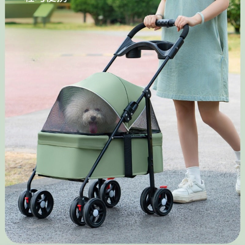 Pet Stroller 2026 Pet Cart Dog Cat Teddy Cart Going Out Small and Medium Dog Pull Cart Lightweight Foldable Foreign Trade