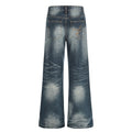 American-style streetwear harem pants Aged Gradient Distressed Outfit