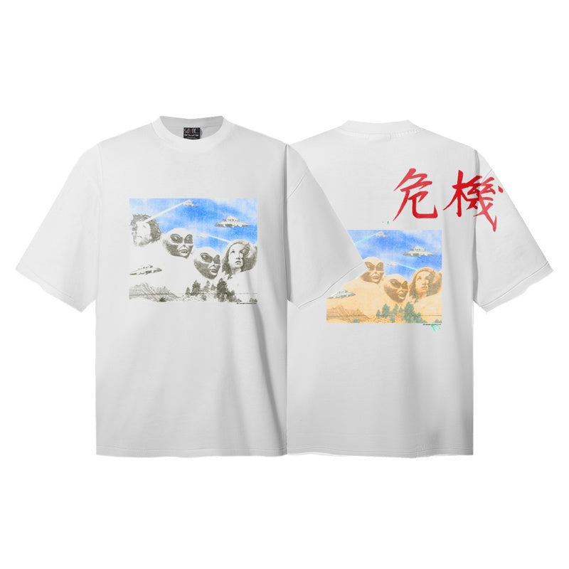 Saint Michael T Shirts Vintage Washed Retro Alien Spaceship Streetwear Artwork
