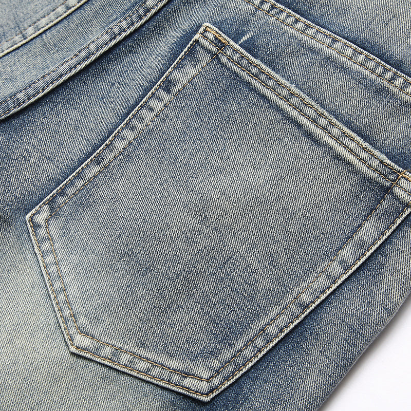 Mens Fashion Jeans Patchwork wide-leg pants 5713# Pure cotton high quality