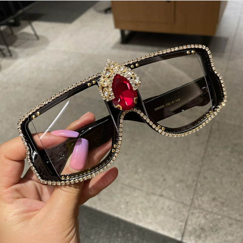 Trendy punk glasses with diamonds