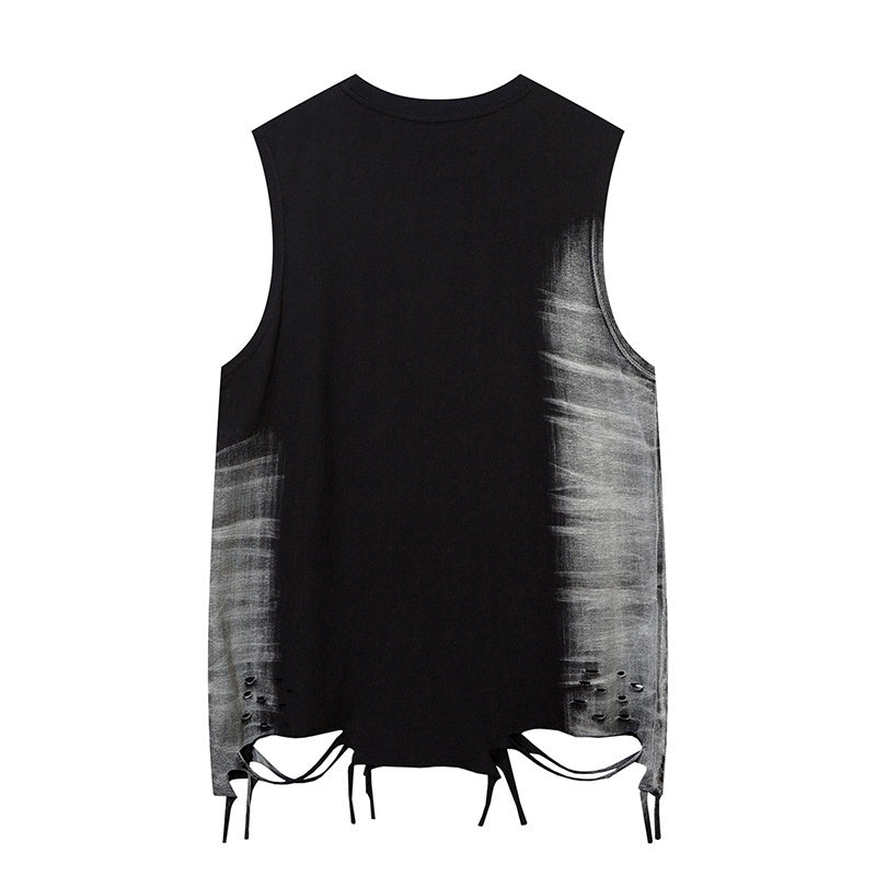 Unisex vintage camisole Stylish, textured black gradient spray-paint finish