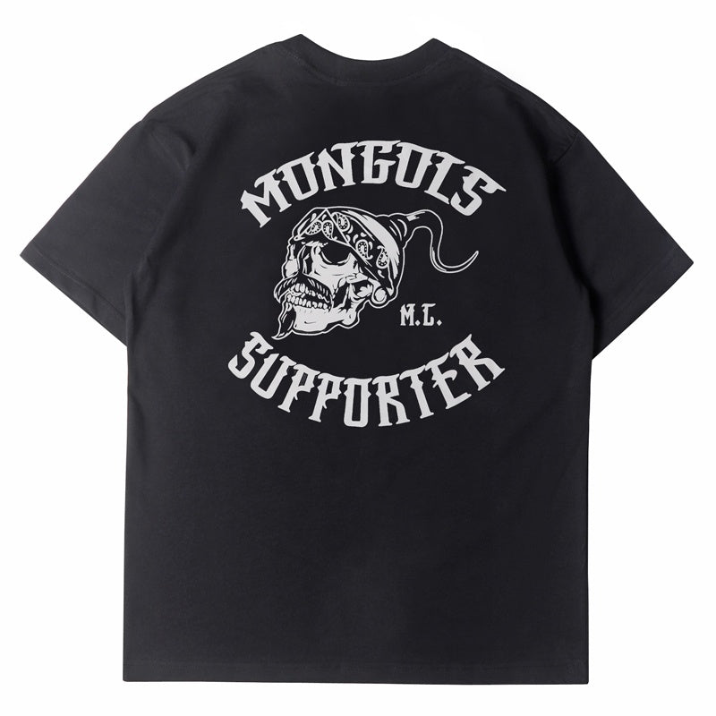 Mens T-shirt Vintage American-style MONGOLS Mongolian Retro Street
