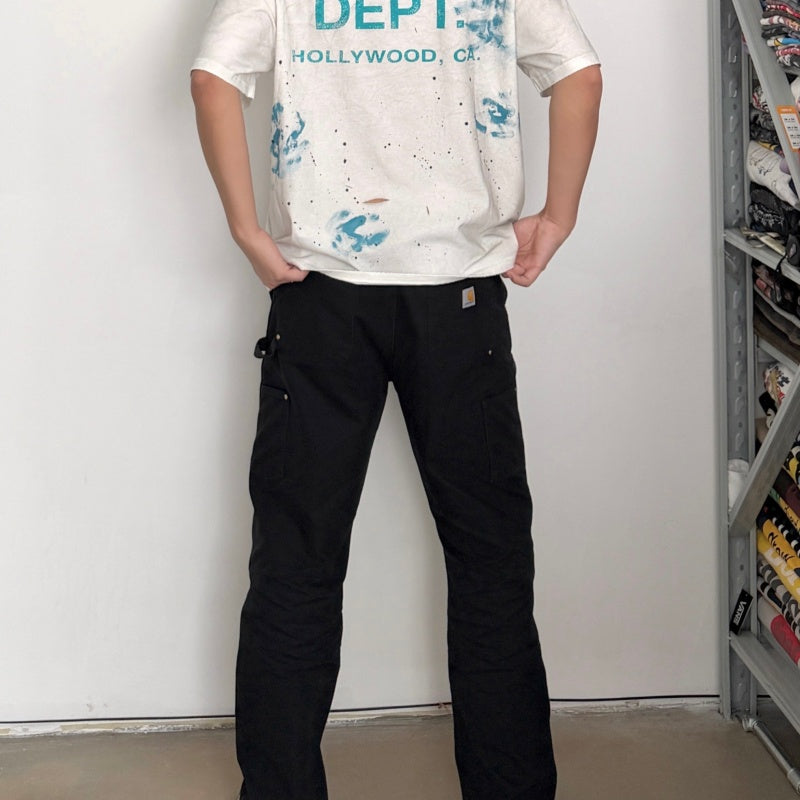 Unisex Vintage T Shirts GALLERY DEPT. 26SS California Exclusive Street Graffiti-Style T-Shirt: Featuring hand-painted splatter details, multi-location hand-distressing, heavyweight enzyme-washed fabric, and an all-over hand-applied dirty wash spr