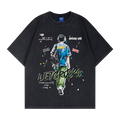 Unisex vintage T-shirts Boy with a backpack and headphones