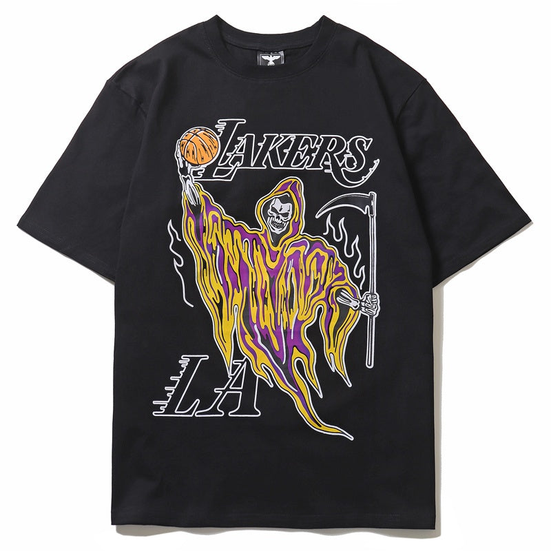 Mens T-shirt Vintage American-style Hot Shot Grim Reaper Dunk