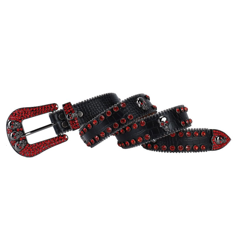 Hip-hop punk rhinestone belt skull accessories