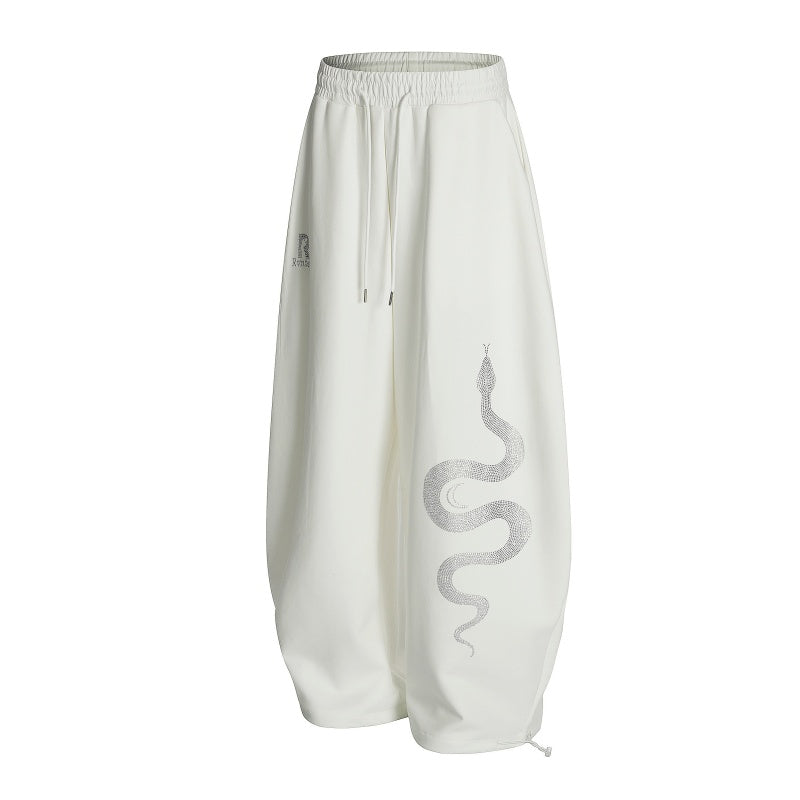 American-style streetwear harem pants Monochrome Tone Heavyweight Brushed Texture
