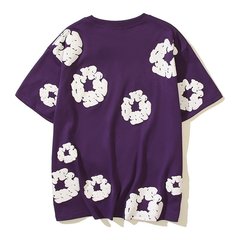 Denim Tears T Shirts Cotton All-Over Flower Wreath Graphic Oversized Tee