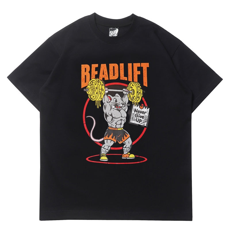 Mens T-shirt Vintage American-style Weightlifting style personalized print