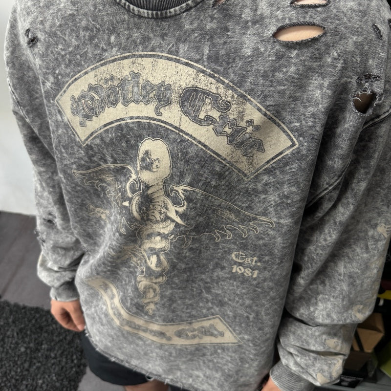 Unisex Vintage sweatshirt Mötley Crüe Hollywood Tour Exclusive Crewneck Sweatshirt â€?Heavyweight, Washed & Distressed Finish