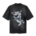 Saint Michael T Shirts Y2K Metallic Lady Wing Gothic Lettering Dark Tone T-shirt Design