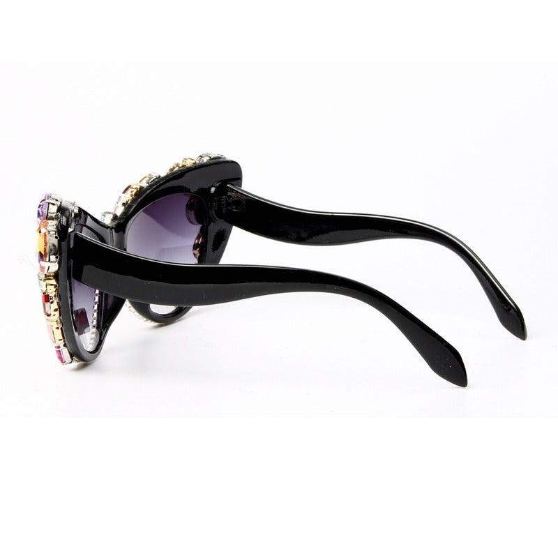 Trendy punk glasses cat eyes with diamonds