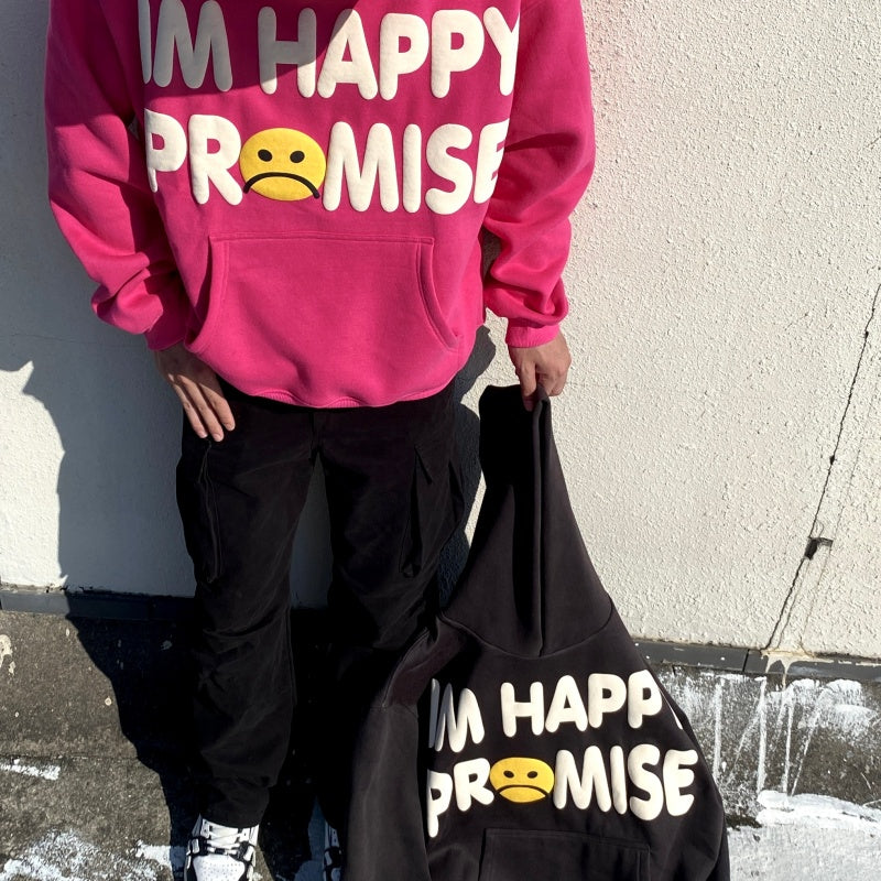 Unisex Vintage Hoodie  CPFM CHO â€?Charcoal Grey & Rose Pink â€?Puff Print & Fleece-Lined