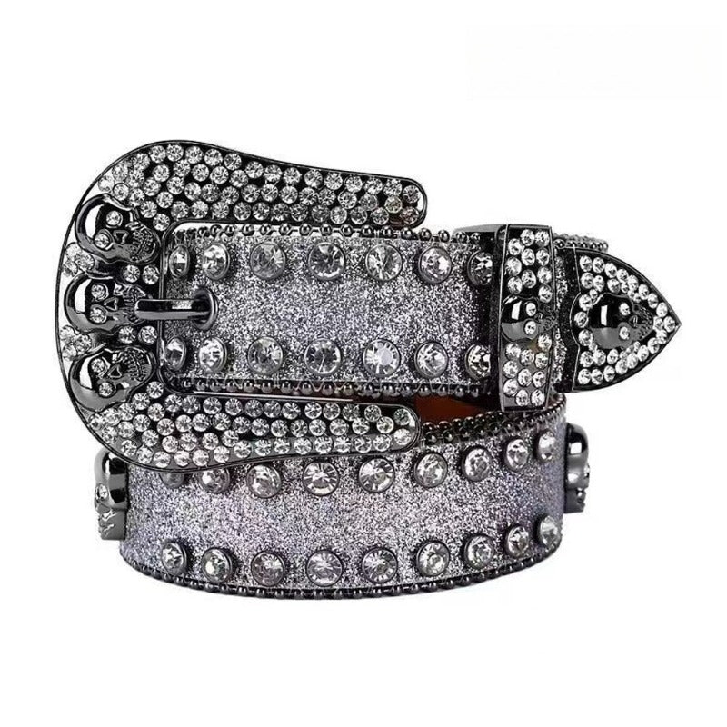 Hip-hop punk rhinestone belt for men and women