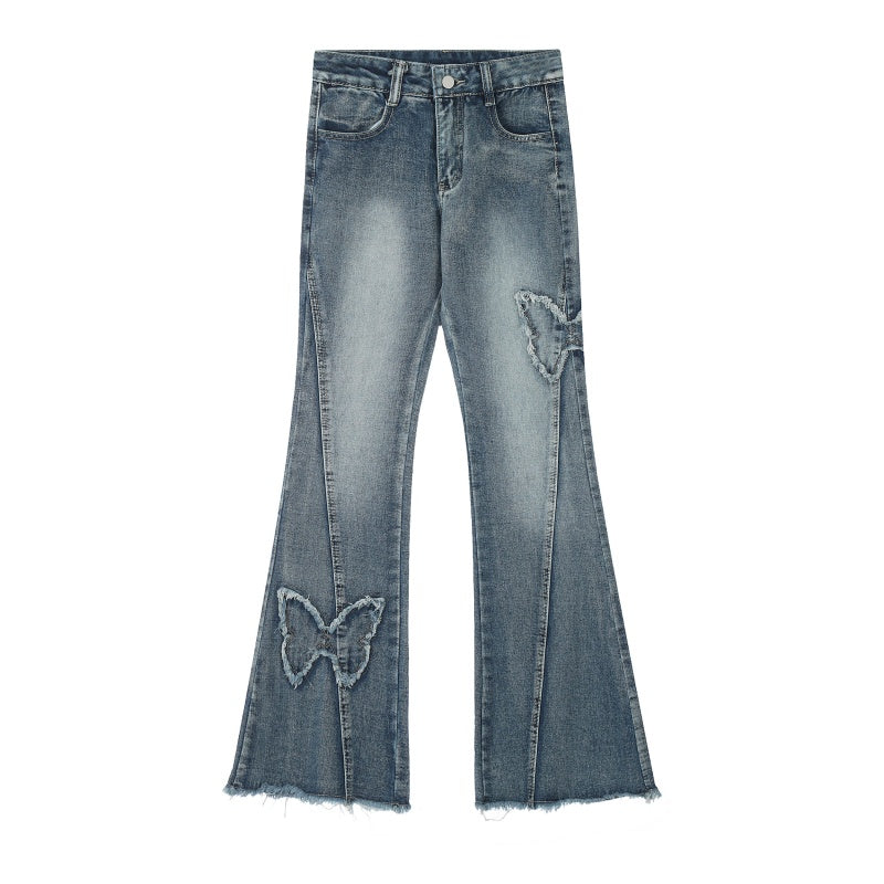American-style streetwear harem pants Raw frayed hem edge detail