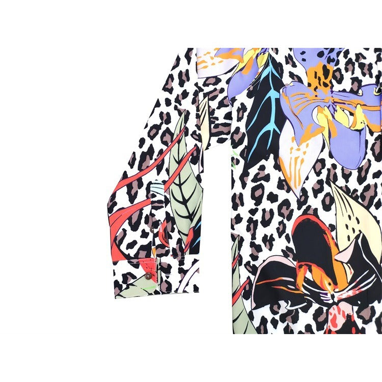 GUILTYPARTIES TIGER Long sleeved shirt GUILTYPARTIES TIGER 21AW SKA JACKET Leopard print floral long-sleeved shirt men