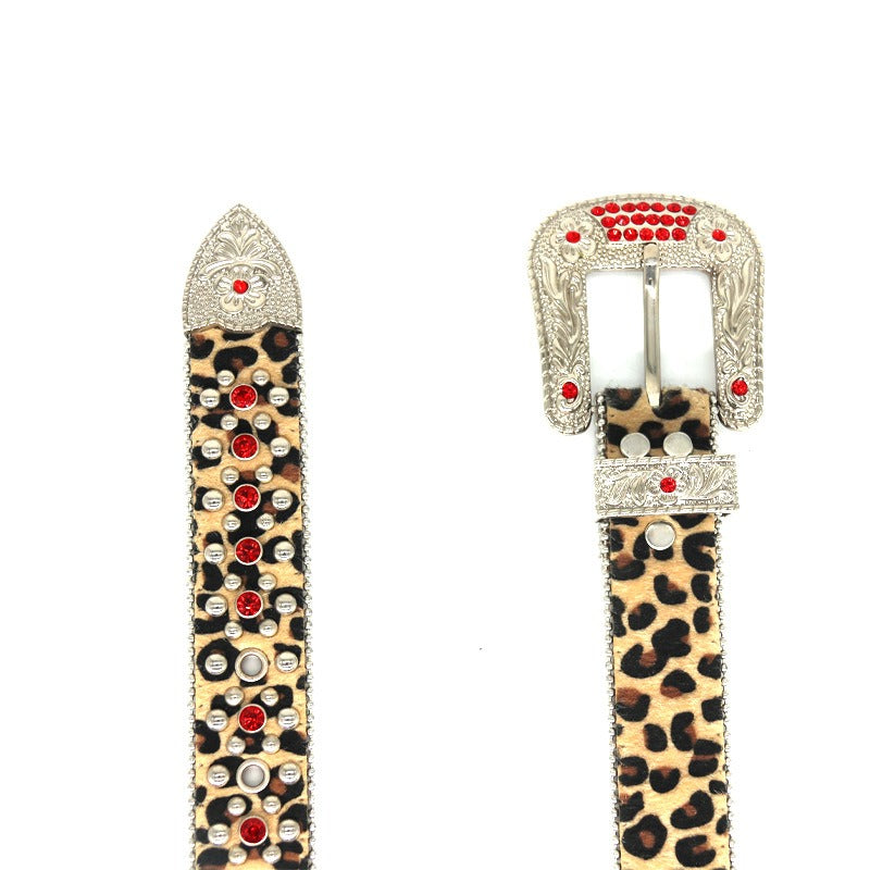 Hip-hop punk rhinestone belt spring alloy pin buckle