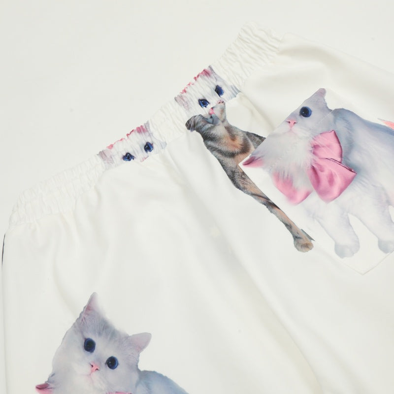 American-style streetwear harem pants Adjustable toggle hem playful animal motif