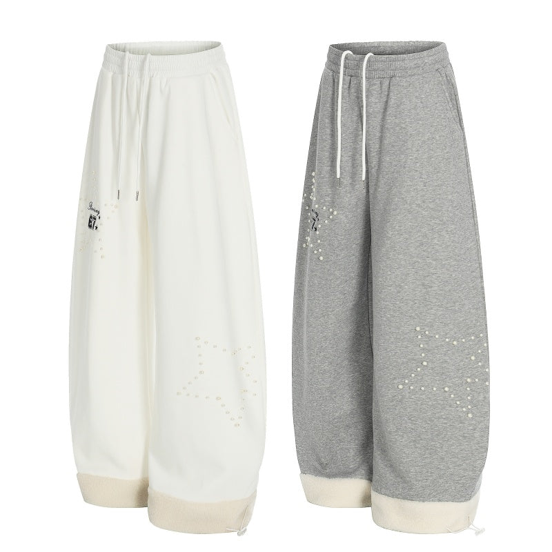 American-style streetwear harem pants Fleece-lined and thickened Drawstring Elastic Waist Relaxed Cut