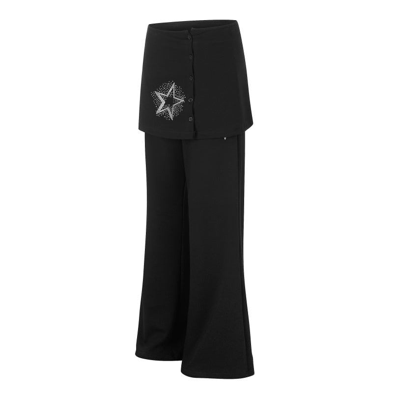 American-style streetwear harem pants Star Print Skirt Overlay Flared Garment