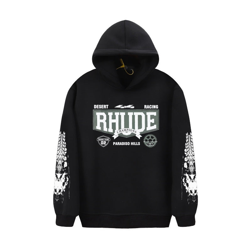 RHUDE Hoodie Racing‑Inspired Streetwear Hooded Sweatshirt