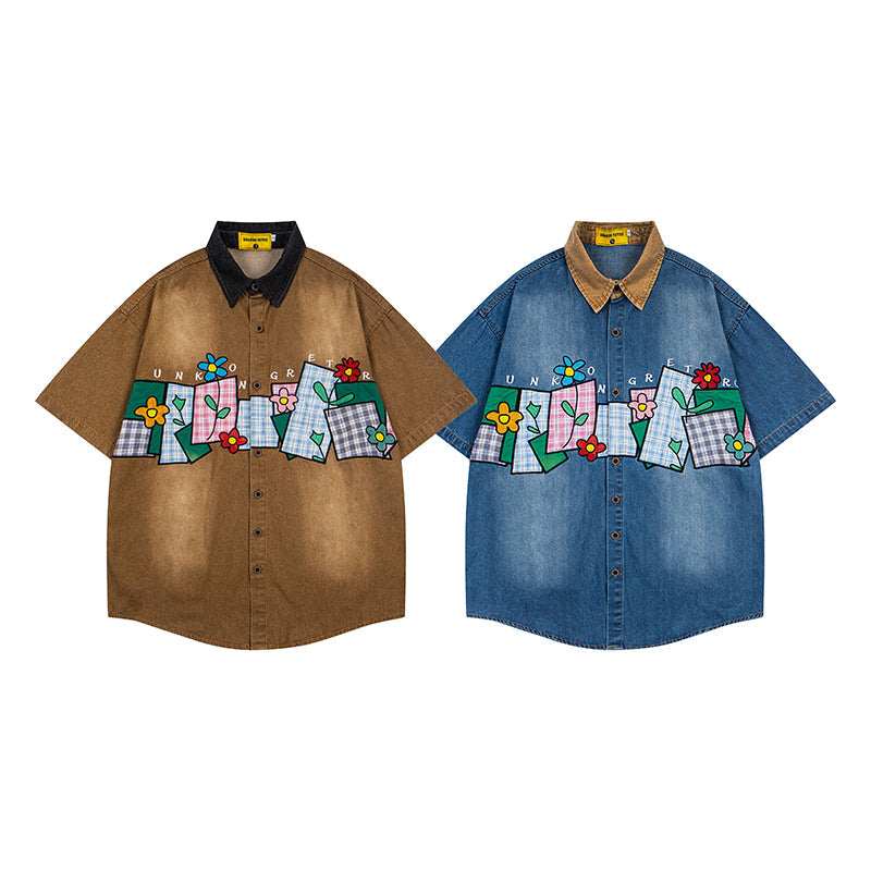 Unisex vintage T-shirt Polo shirt with a stand-up collar