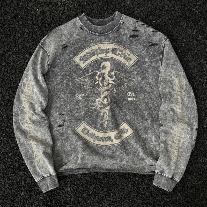 Unisex Vintage sweatshirt Mötley Crüe Hollywood Tour Exclusive Crewneck Sweatshirt â€?Heavyweight, Washed & Distressed Finish