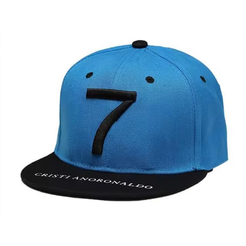Trendy flat brimmed snapback hatsnumber 7 adjustable