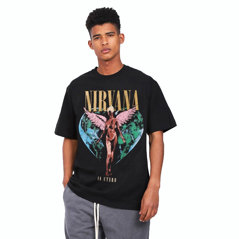 Mens T-shirt Nirvana angel wings print