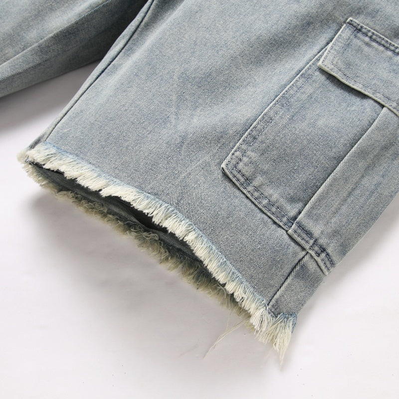 Denim shorts High-quality trendy casual pure cotton Non-stretch plus-size men's clothing