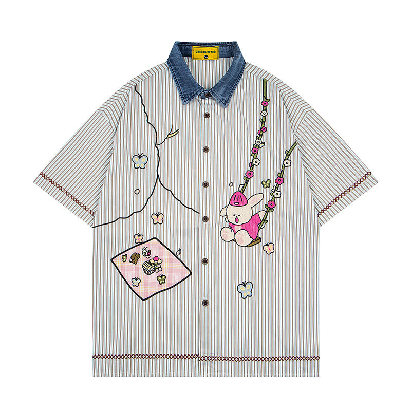 Unisex vintage T-shirt Polo shirt with a stand-up collar