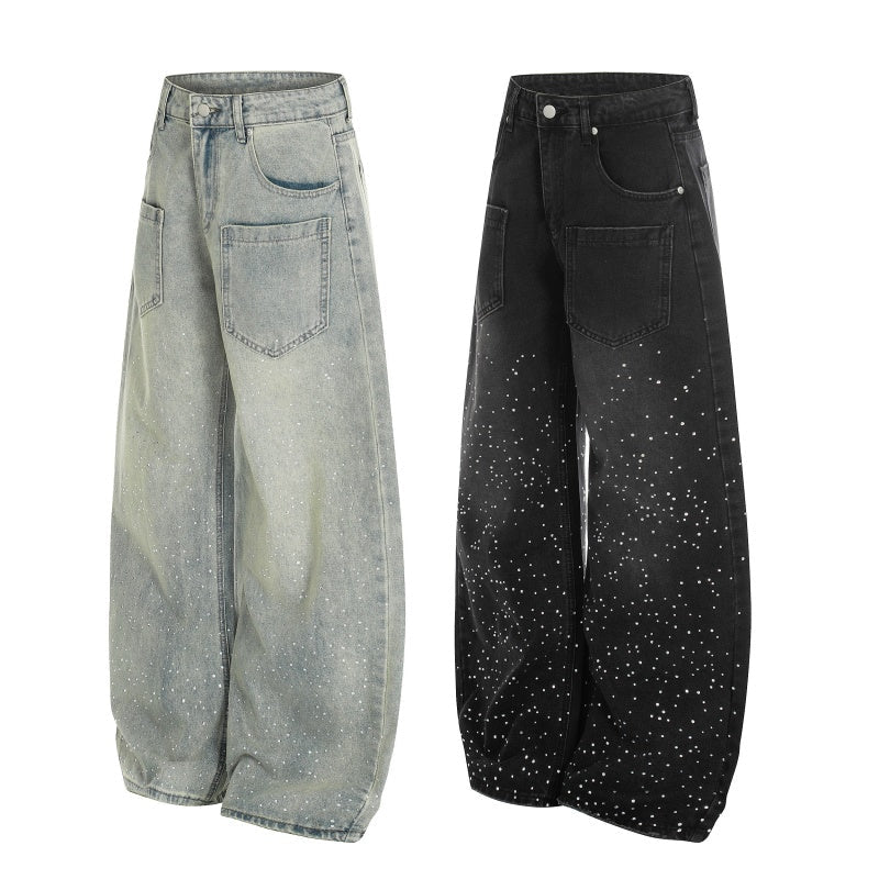 American-style streetwear harem pants Vintage Yellow Faded Wide Leg Wear