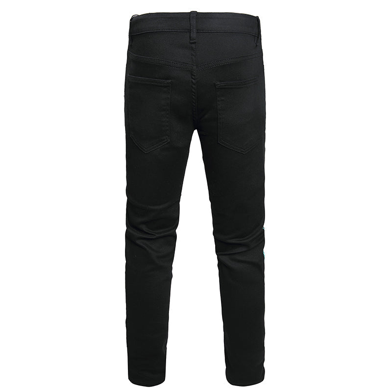 Mens Fashion Jeans Green Snake Street Graffiti 5705# Pure cotton high quality