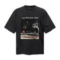 Saint Michael T Shirts Faded Texture Outdoor Basketball Court Figure & Letter Oversized Tee Print