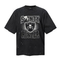 Saint Michael T Shirts Washed Black Distressed Saintly Hunter Shield Skull Crossbone Vintage Graphic