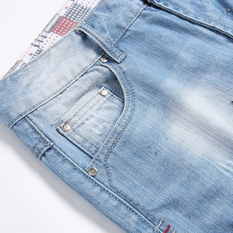 Denim shorts High-quality trendy casual pure cotton Non-stretch plus-size men's clothing