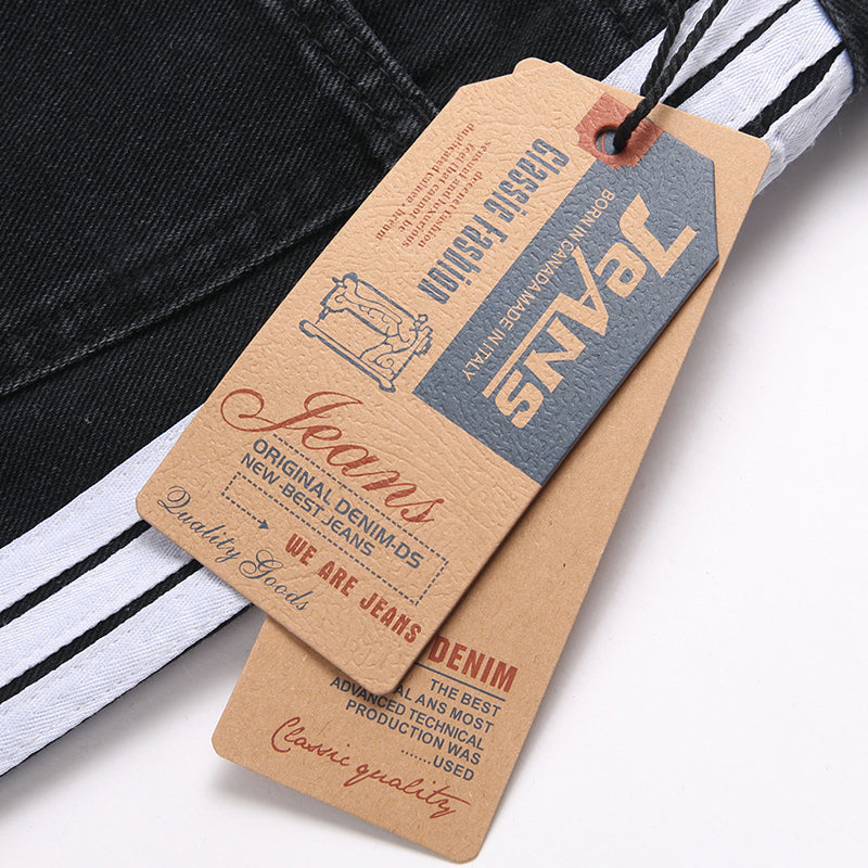 Mens Fashion Jeans White stripes 5725# Pure cotton high quality