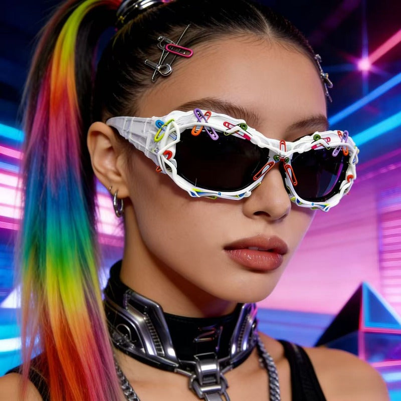 Trendy punk glasses millennium style paper clips