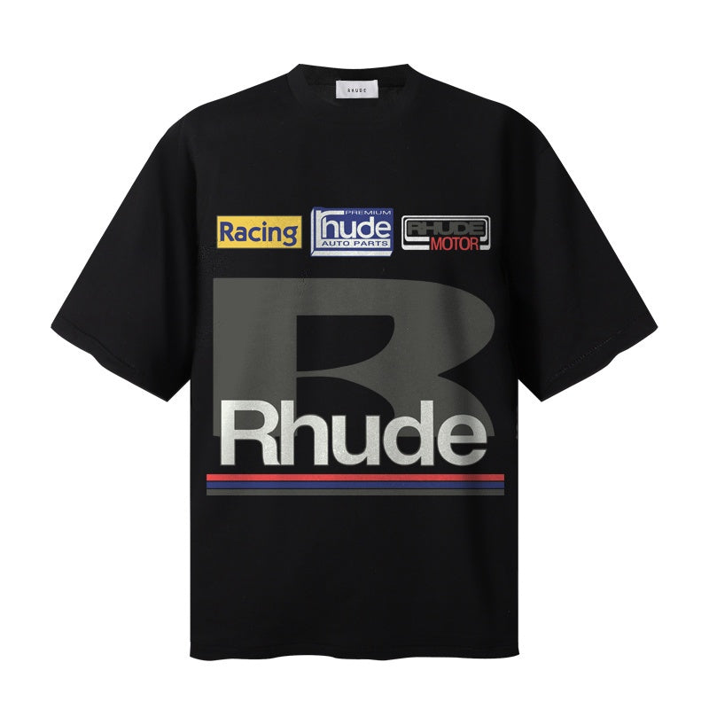 RHUDE T Shirts Varsity Racing Label Motif